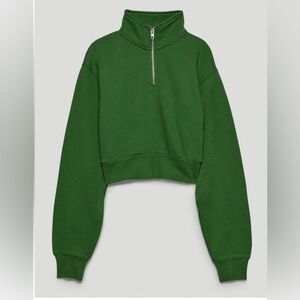 Aritzia Green Half-Zip Sweatshirt